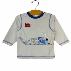 Vintage KRU Supplies Long Sleeve 100% Cotton Shirt Animal Train Size 24 Months